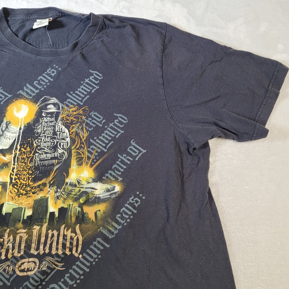 Ecko Unltd T-Shirt Mens XL Black Graphic Print Streetwear Urban Cotton Tee - Picture 7 of 13